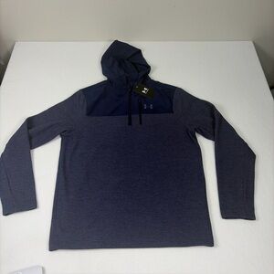 NWT Under Armour UA Specialist Grid 1/2 Zip Hoodie Mens Medium Midnite Navy Blue